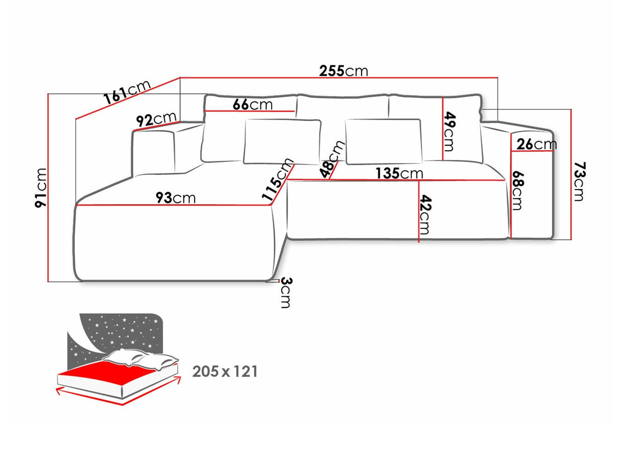Sarokkanapé Narożnik STRIPES (Zozolia Cord), Szín: Poso 100, Változatok: Jobbos