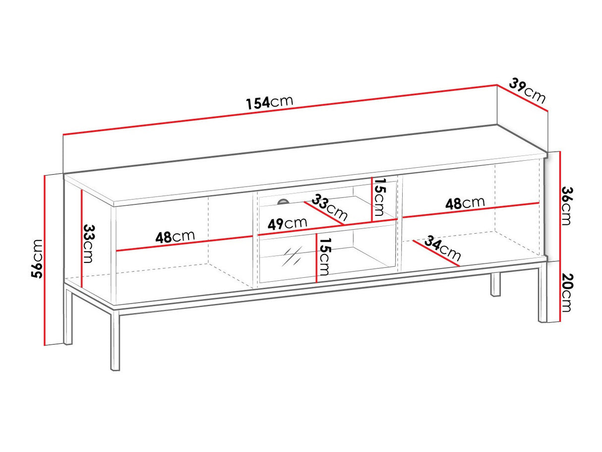 TV-állvány Szafka RTV SENTO RTV154 + LED Czarny grafit/Dąb wotan (Dornis)