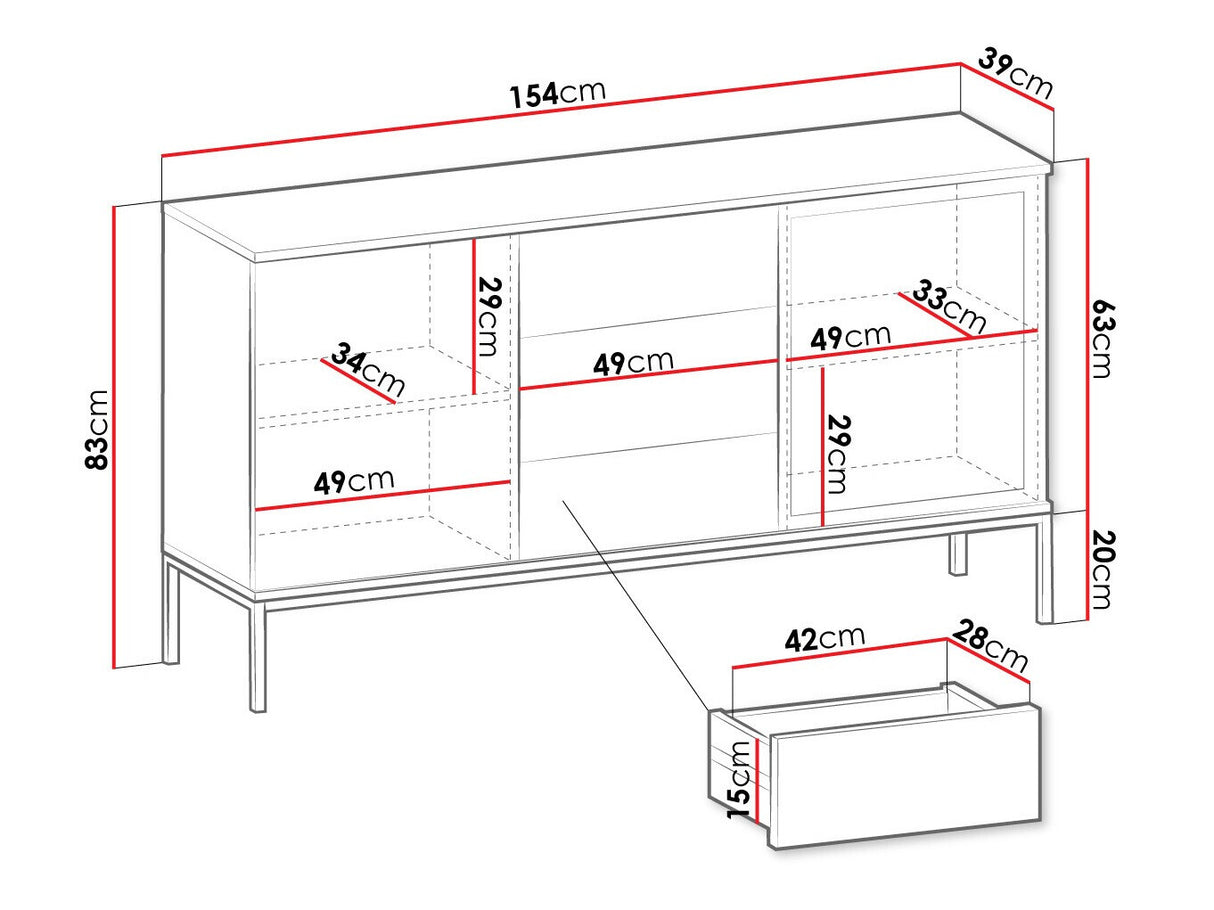 Komód Komód SENTO KSZ154 + LED Czarny grafit/Dąb wotan (Dornis)