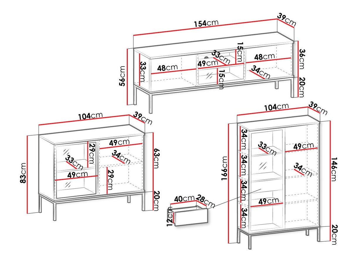 Nappali szett Meble SENTO I Czarny grafit/Dąb wotan (Dornis)