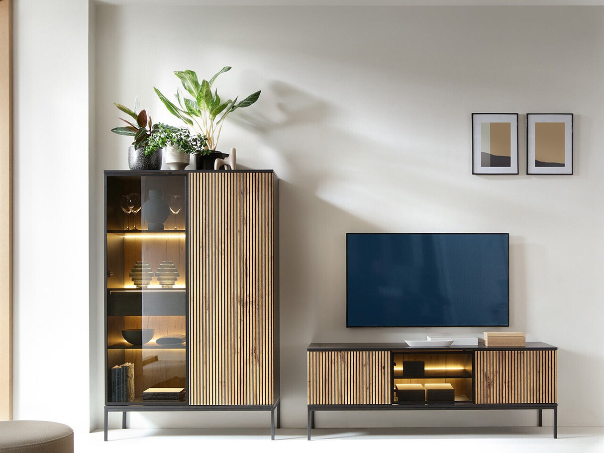 Nappali szett Meble SENTO II Czarny grafit/Dąb wotan (Dornis)