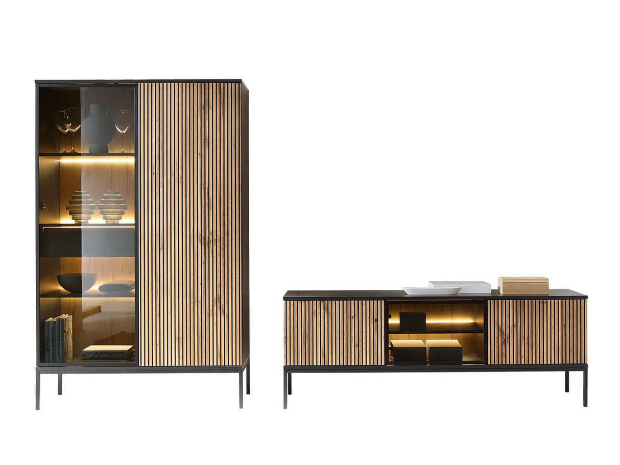 Nappali szett Meble SENTO II Czarny grafit/Dąb wotan (Dornis)