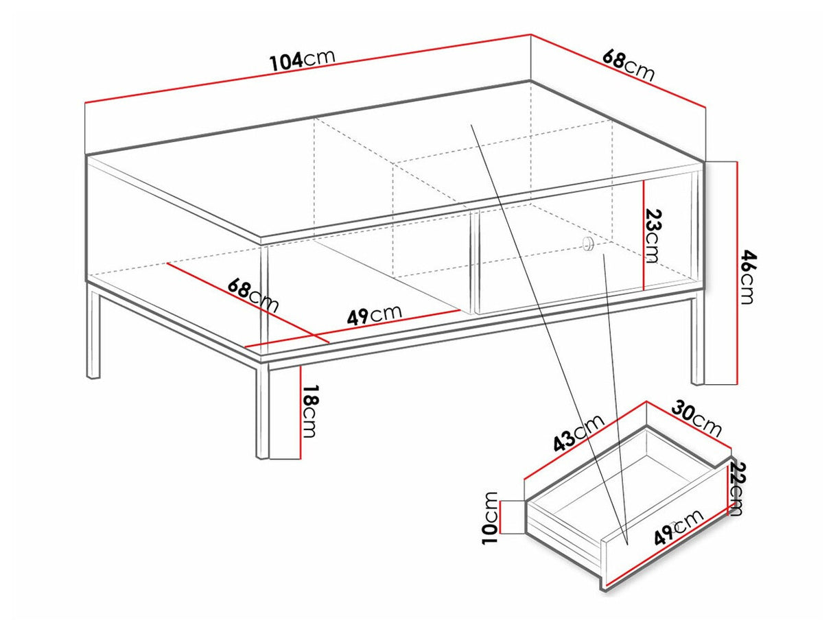 Dohányzóasztal MONO ML104 (Tonkor TL104), Szín: Fehér