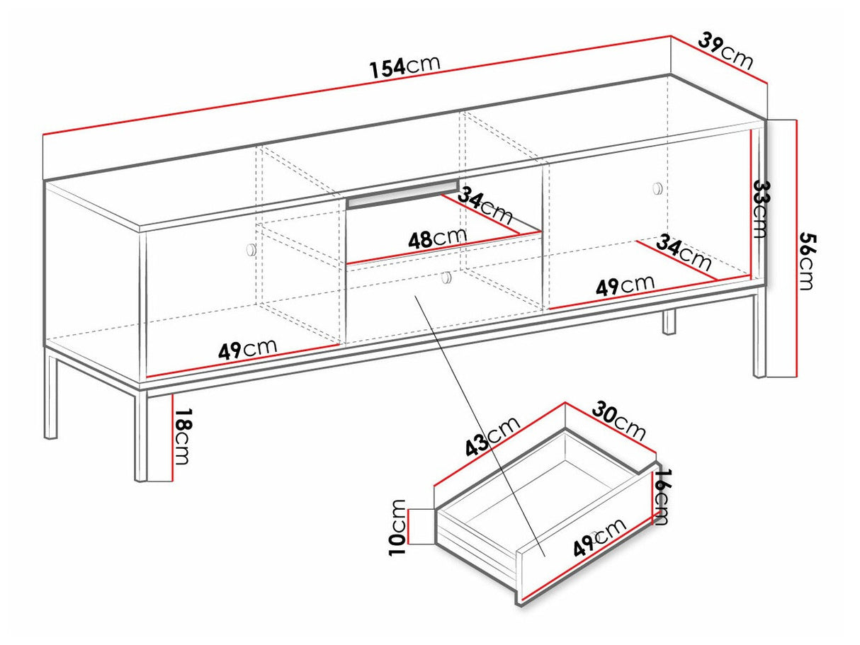 TV-állvány MONO MRTV154 (Tonkor TRTV154), Szín: Fehér