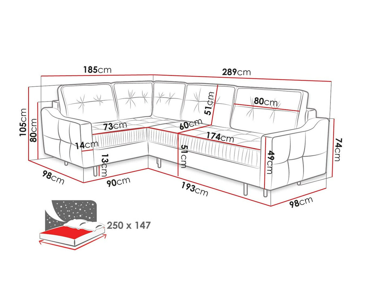 Sarokkanapé Narożnik AKITA L, Szín: Kronos 09, Változatok: Jobbos