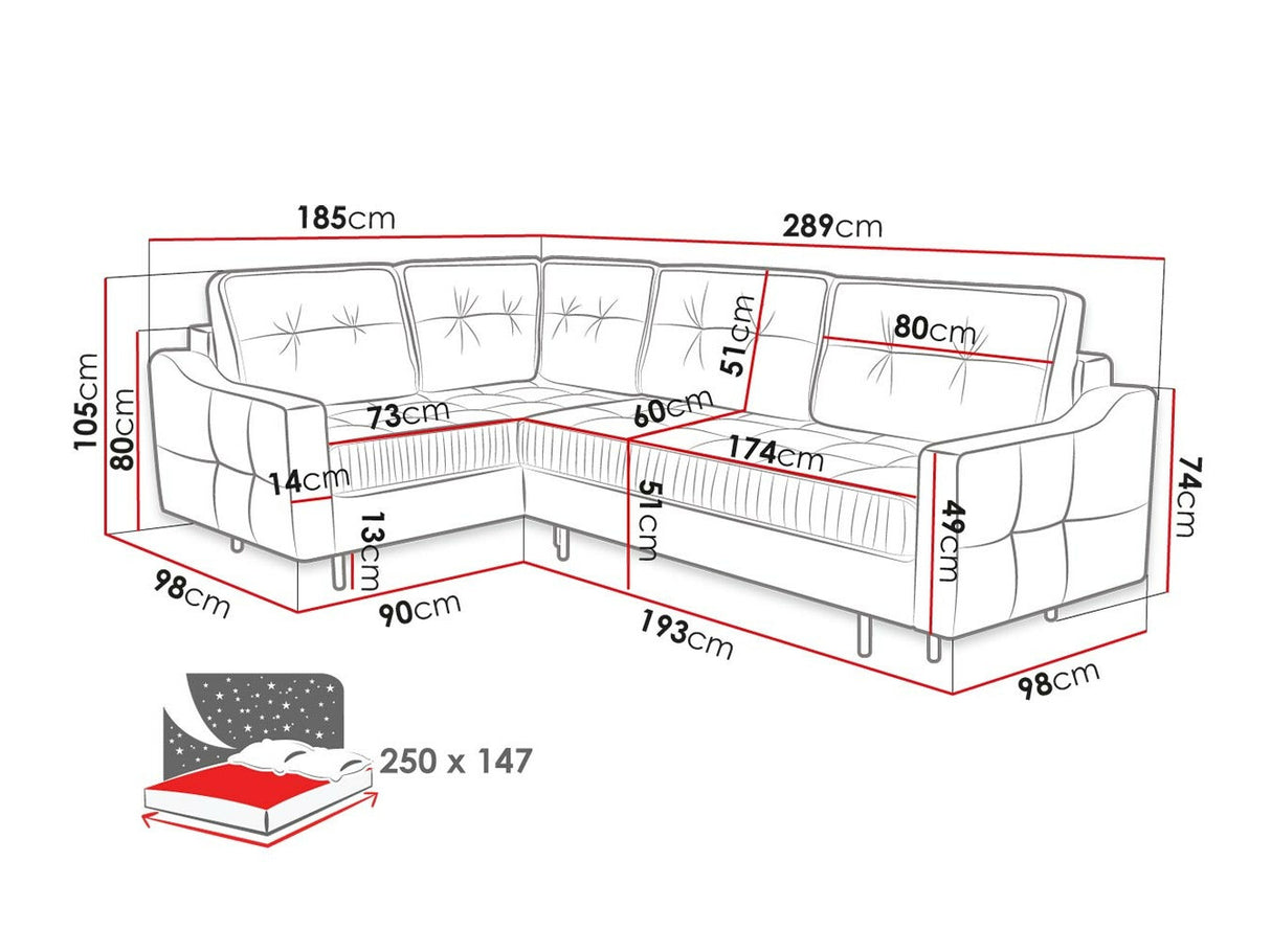 Sarokkanapé Narożnik AKITA L, Szín: Kronos 19, Változatok: Balos