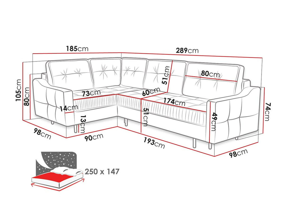 Sarokkanapé Narożnik AKITA L, Szín: Kronos 19, Változatok: Jobbos
