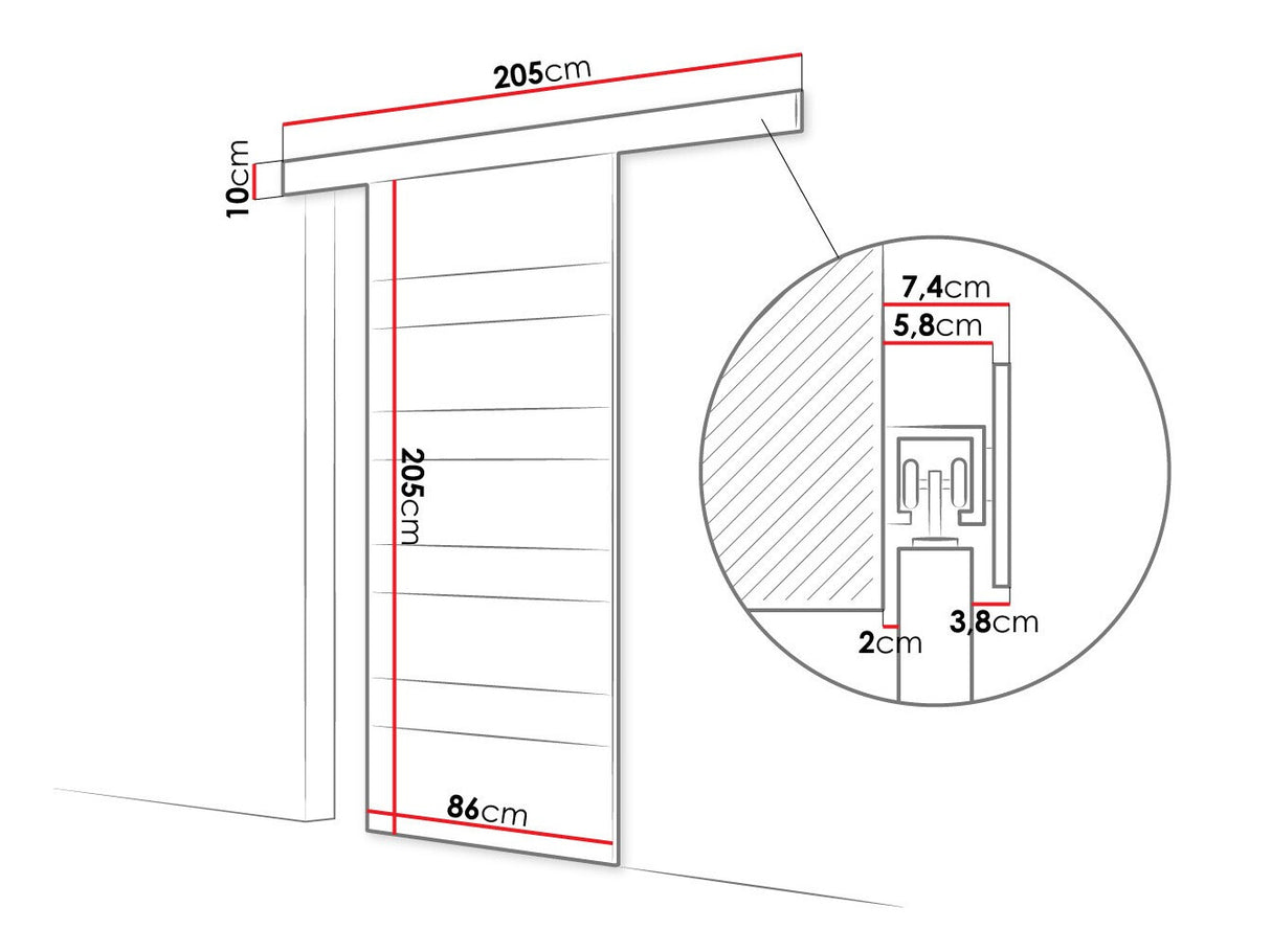 Tolóajtók Drzwi przesuwne MARTI V + samodomykacz, Szín: Fekete + Fehér