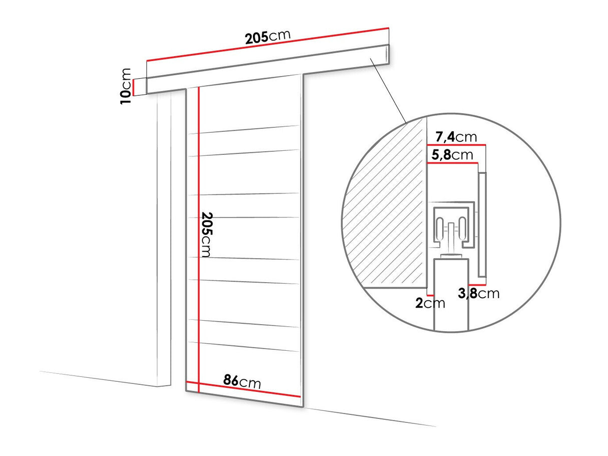 Tolóajtók Drzwi przesuwne MARTI V + samodomykacz, Szín: Sonoma tölgy + Fehér