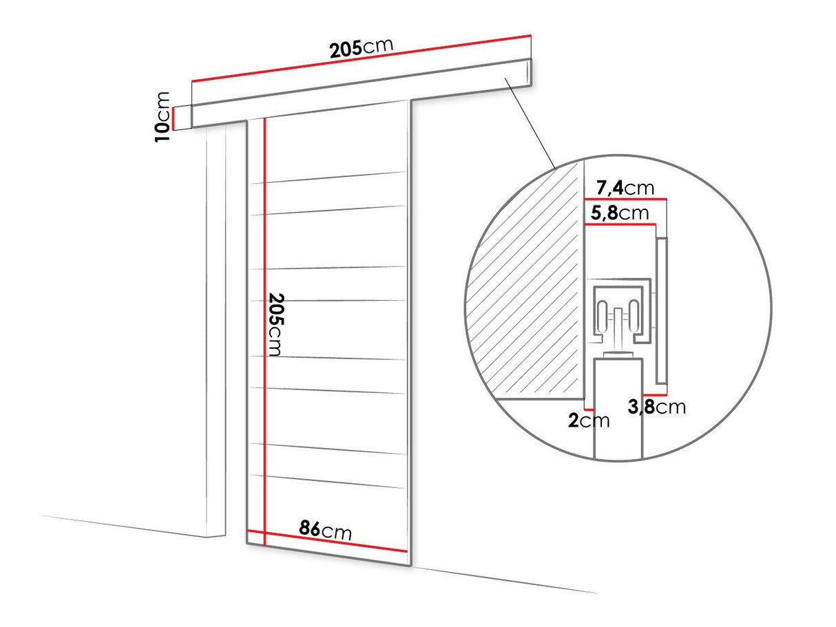 Tolóajtók Drzwi przesuwne MARTI V + samodomykacz, Szín: Sonoma tölgy + Fekete