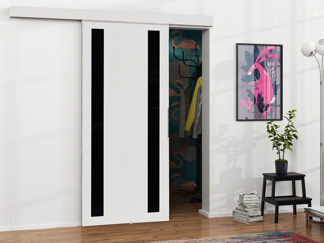 Tolóajtók Drzwi MALIBU WZORY M-6 80 + samodomykacz, Szín: Fehér + Fekete