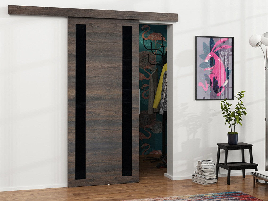 Tolóajtók Drzwi MALIBU WZORY M-6 80 + samodomykacz, Szín: Sötét kőris + Fekete