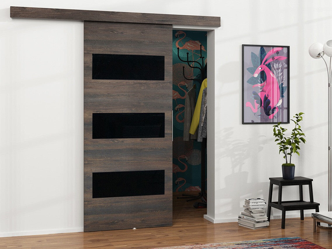 Tolóajtók Drzwi MALIBU WZORY M-2 90 + samodomykacz, Szín: Sötét kőris + Fekete