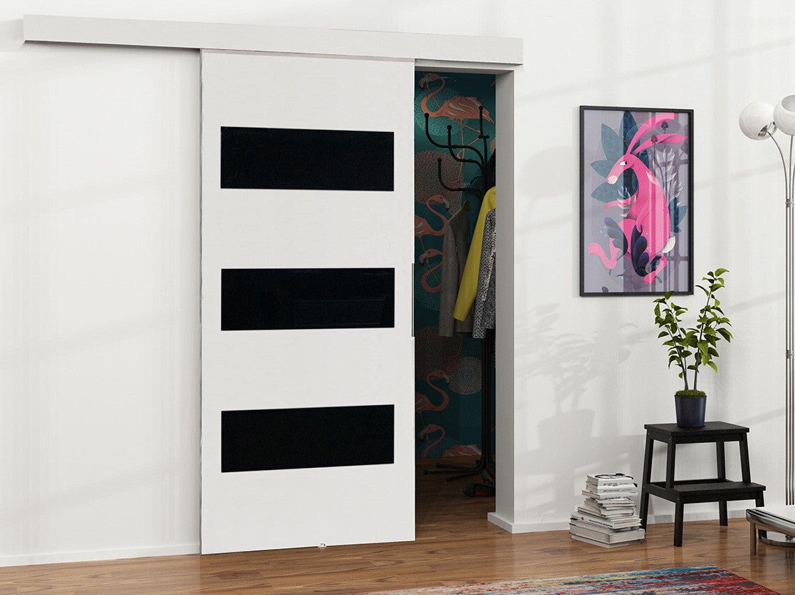 Tolóajtók Drzwi MALIBU WZORY M-2 100 + samodomykacz, Szín: Fehér + Fekete