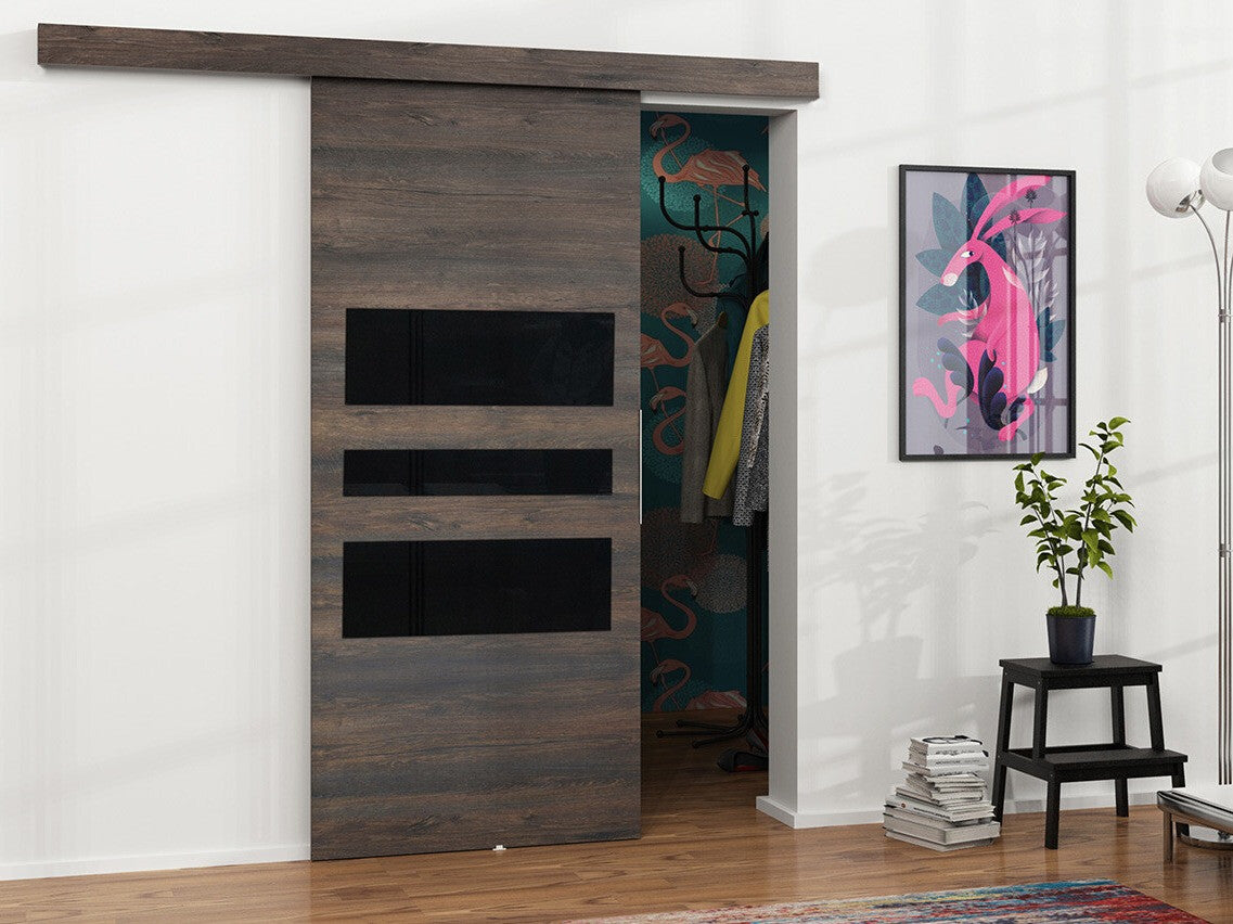 Tolóajtók Drzwi MALIBU WZORY M-1 100 + samodomykacz, Szín: Sötét kőris + Fekete