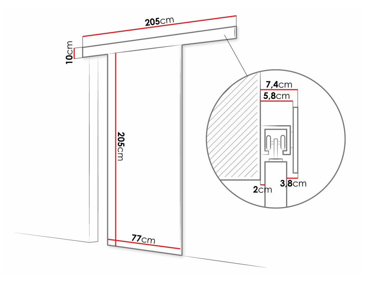 Tolóajtók Drzwi przesuwne RUBI V + samodomykacz, Szín: Sonoma tölgy + Fekete
