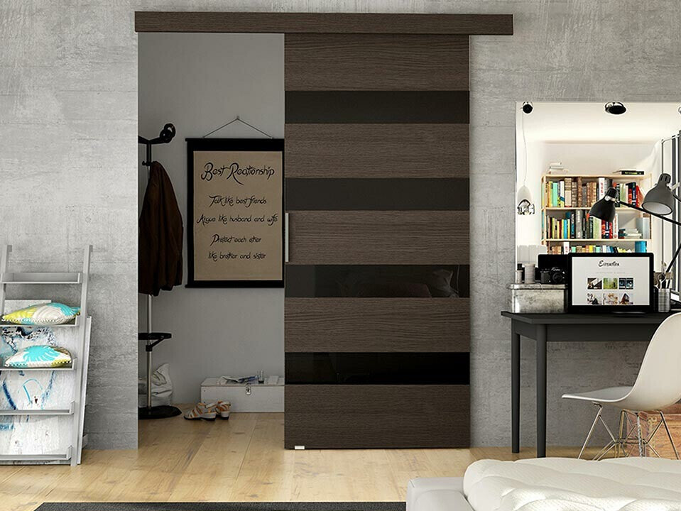 Tolóajtók Drzwi przesuwne RUBI V + samodomykacz, Szín: Barna + Fekete