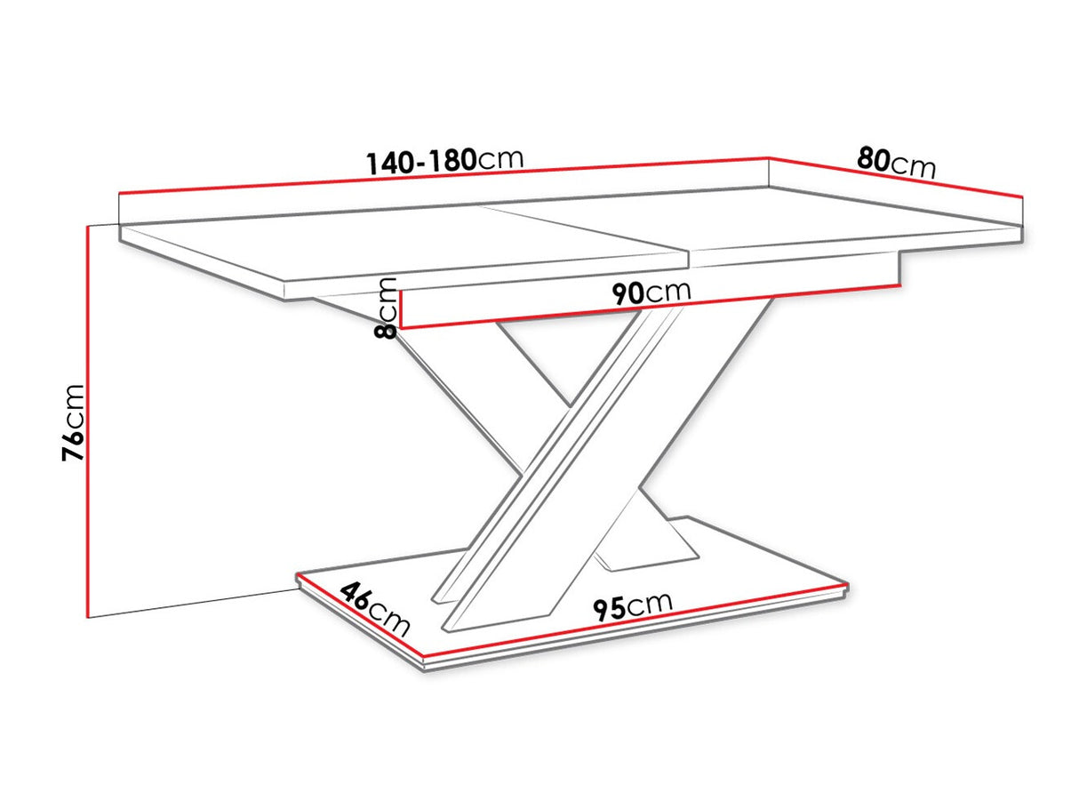 Asztal BRONX (Lezuma), Szín: Fényes fehér + Sonoma tölgy