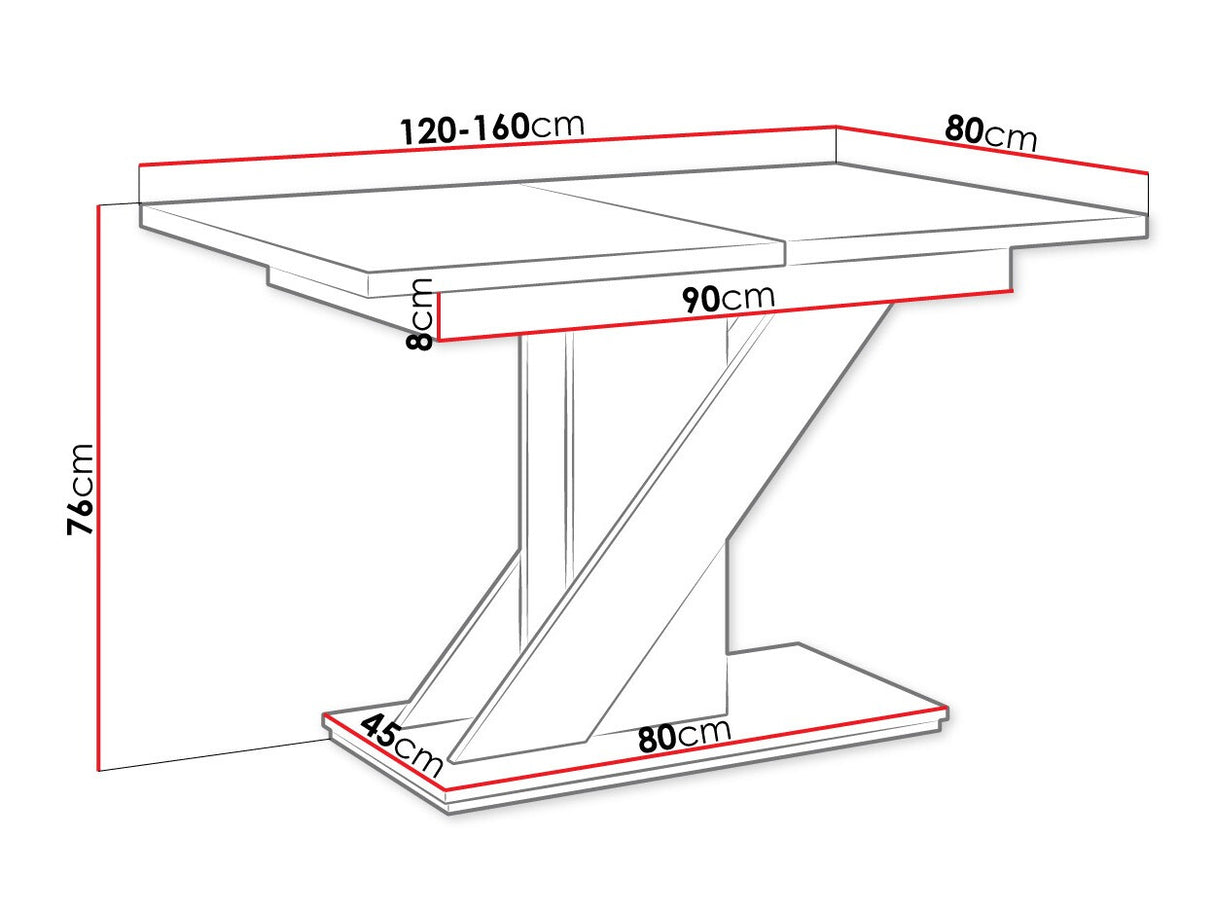 Asztal MEVA (Eksuper), Szín: Fényes fehér + Beton