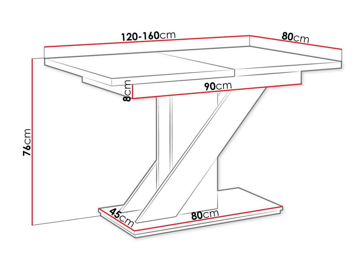 Asztal MEVA (Eksuper), Szín: Fényes fekete + Beton