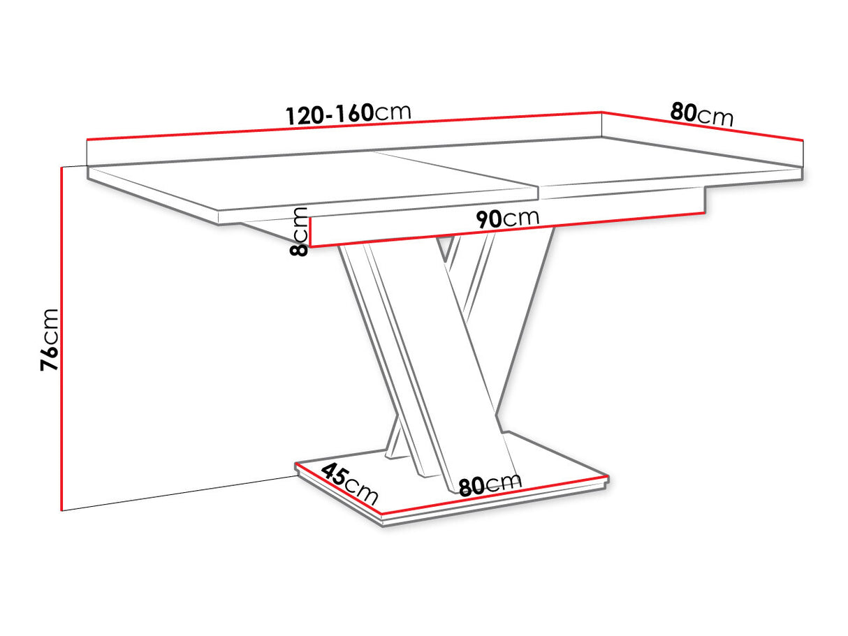 Asztal MASIV (Herkulan), Szín: Fényes fehér + Fényes fekete