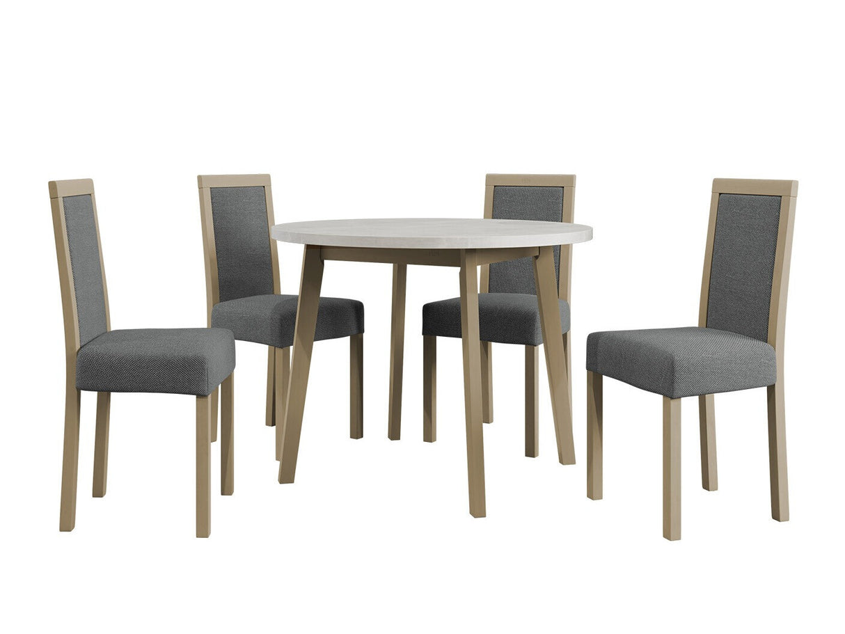 Étkezőgarnitúra 01 (OSLO 3 + ROMA 3), Fa színe: Sonoma tölgy, Kárpit: Hygge 91