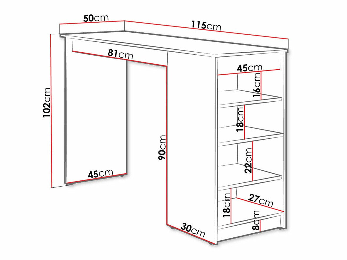 Bár asztal ZOTINO (Roselid), Szín: Fekete