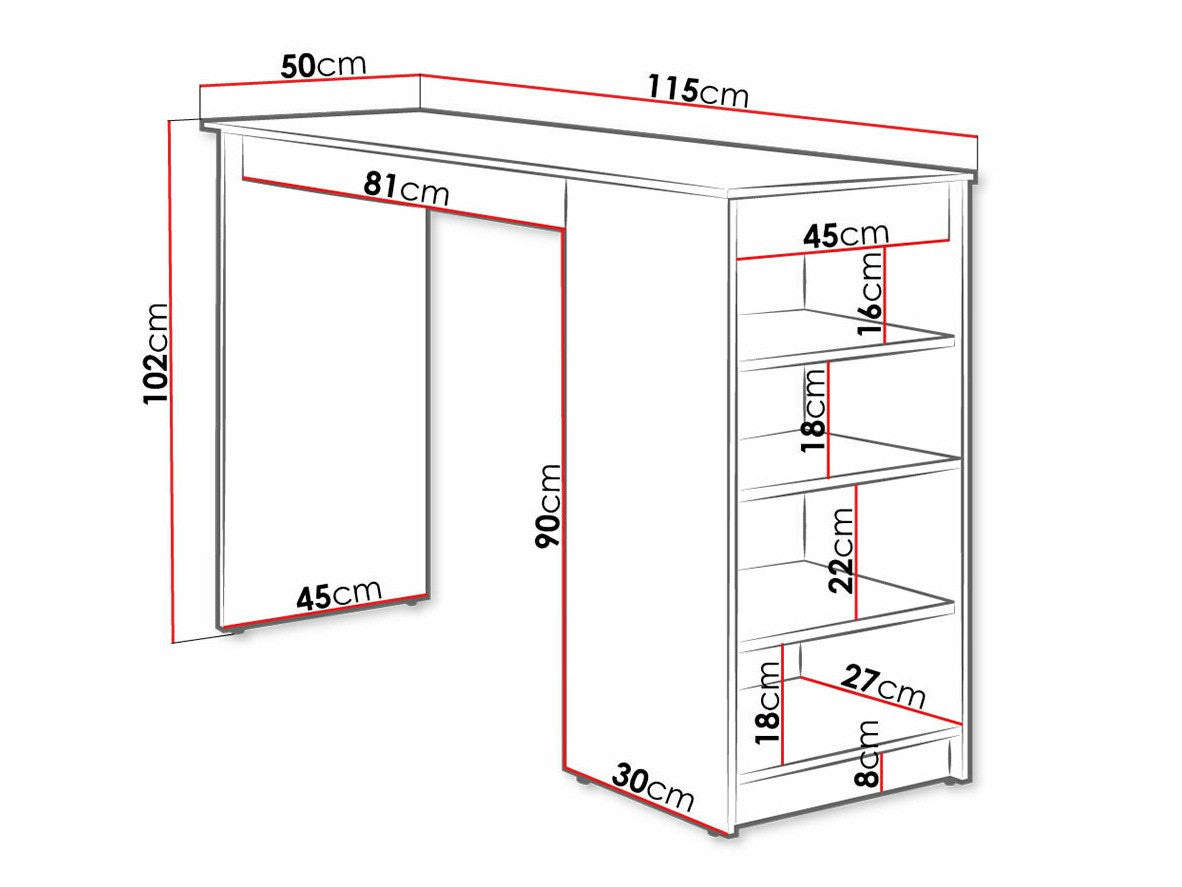 Bár asztal ZOTINO (Roselid), Szín: Fehér