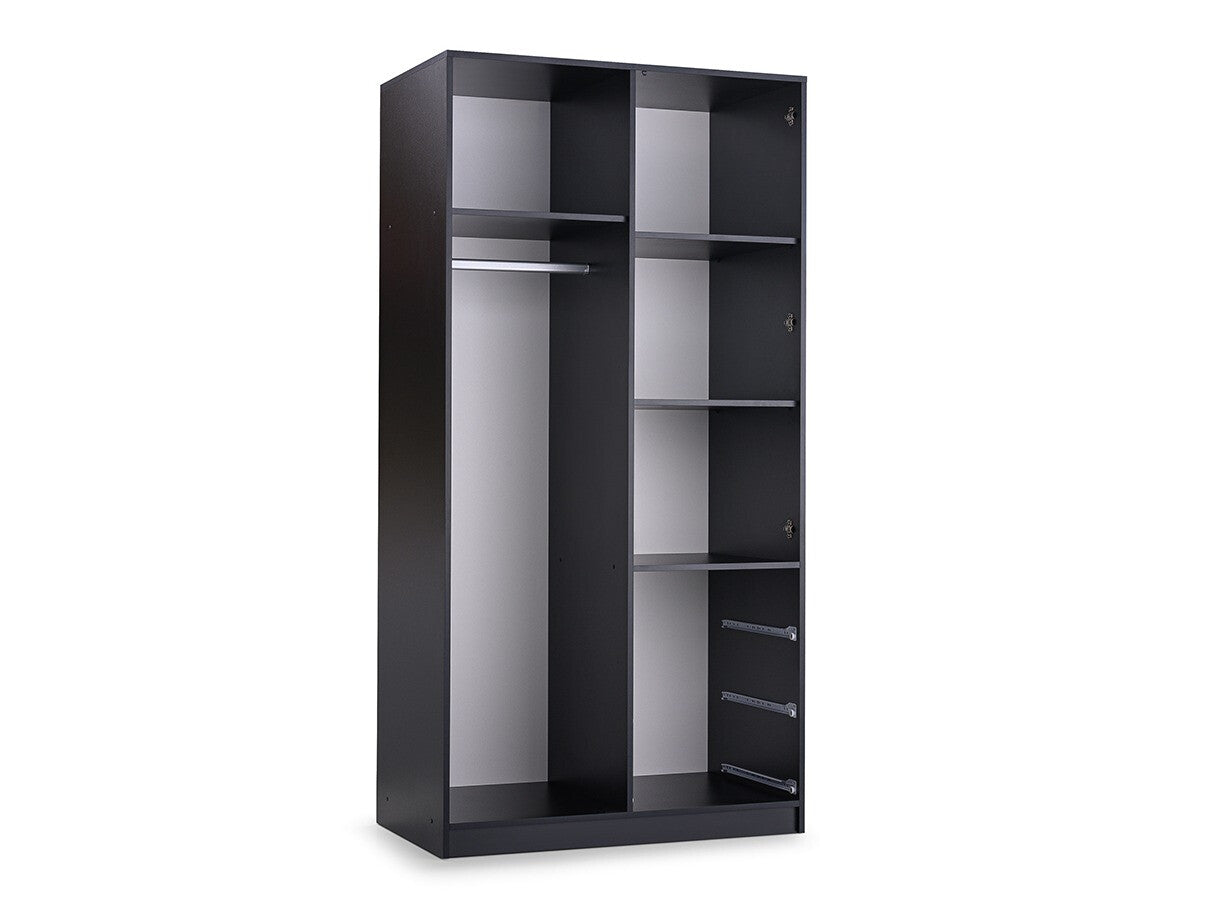 Gardróbszekrény LATI D2 SZAFA CZARNY/DAB VIKING/LUSTRO