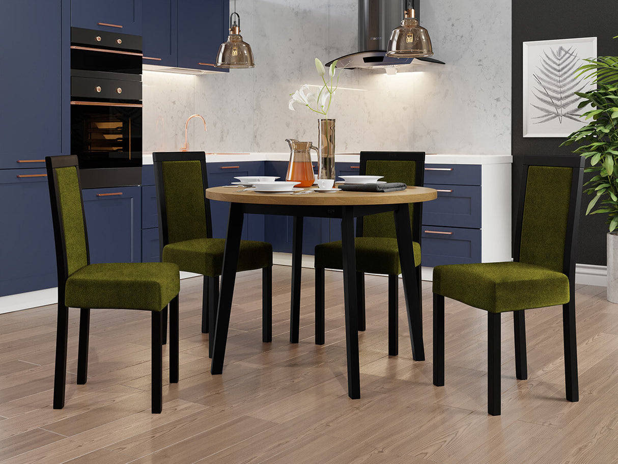 Étkezőgarnitúra 01 (OSLO 3 + ROMA 3) Grandson, Fa színe: Fekete, Kárpit: Zetta 297