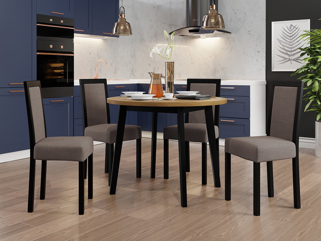 Étkezőgarnitúra 01 (OSLO 3 + ROMA 3) Grandson, Fa színe: Fekete, Kárpit: Hygge 20