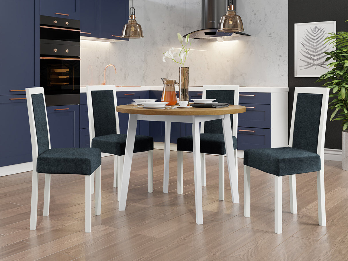 Étkezőgarnitúra 01 (OSLO 3 + ROMA 3) Grandson, Fa színe: Fehér, Kárpit: Zetta 300