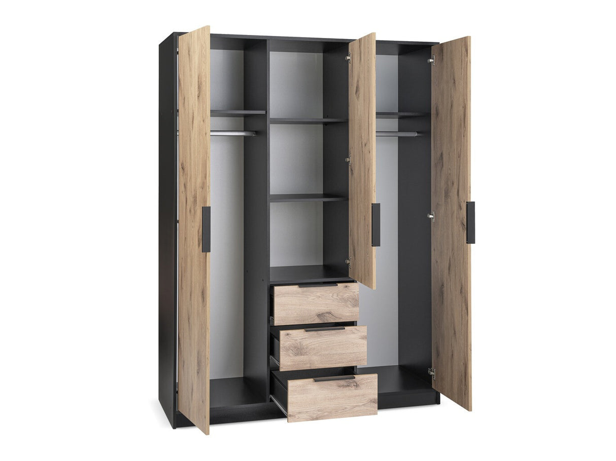 Gardróbszekrény LATI D3 SZAFA CZARNY/DAB VIKING/LUSTRO