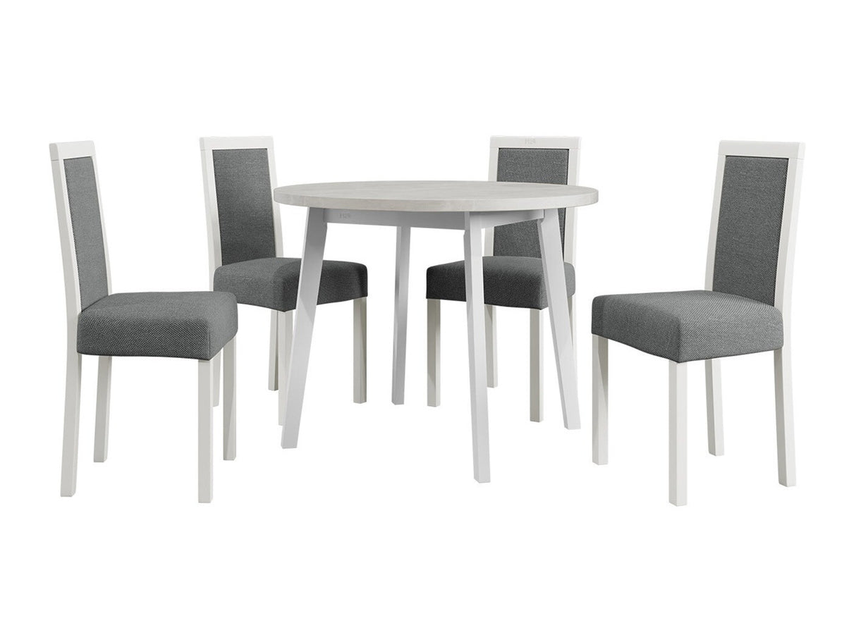 Étkezőgarnitúra 01 (OSLO 3 + ROMA 3), Fa színe: Fehér, Kárpit: Hygge 91