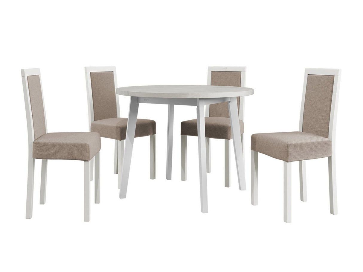 Étkezőgarnitúra 01 (OSLO 3 + ROMA 3), Fa színe: Fehér, Kárpit: Paros 2