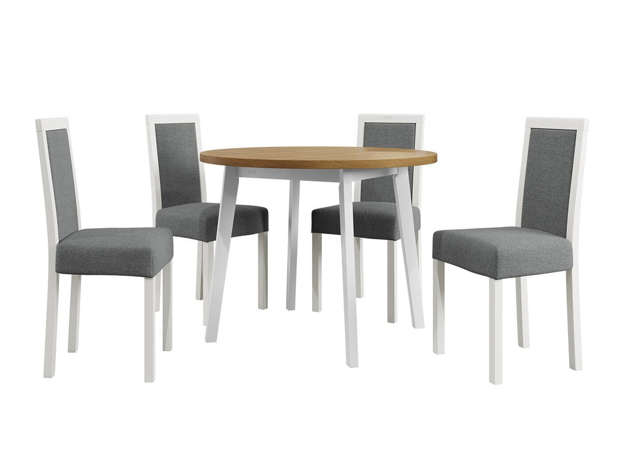 Étkezőgarnitúra 01 (OSLO 3 + ROMA 3) Grandson, Fa színe: Fehér, Kárpit: Hygge 91