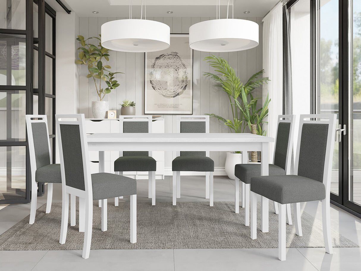 Étkezőgarnitúra 03 (MODENA 2 + ROMA 5), Fa színe: Fehér, Kárpit: Hygge 91
