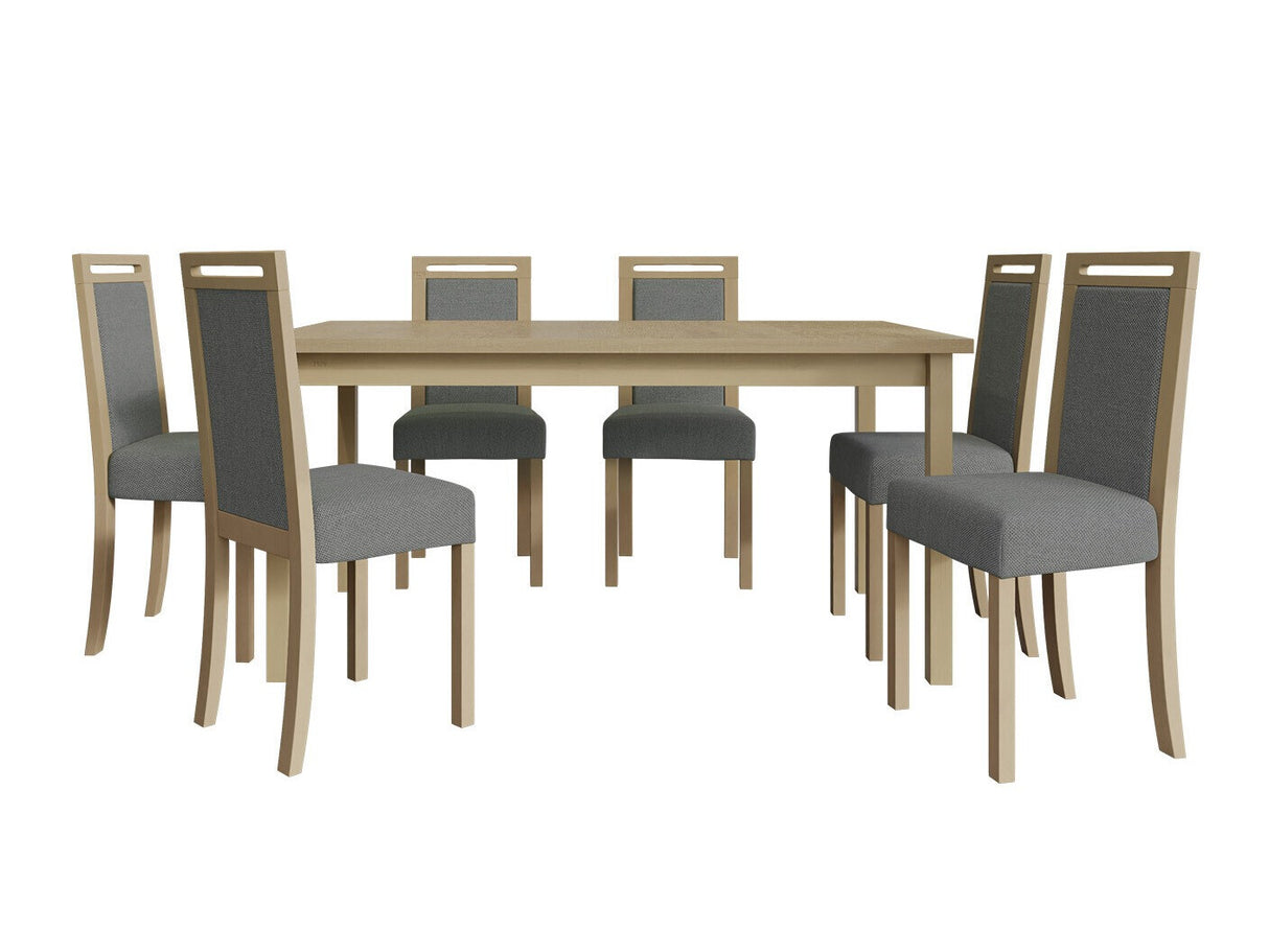 Étkezőgarnitúra 03 (MODENA 2 + ROMA 5), Fa színe: Sonoma tölgy, Kárpit: Hygge 91