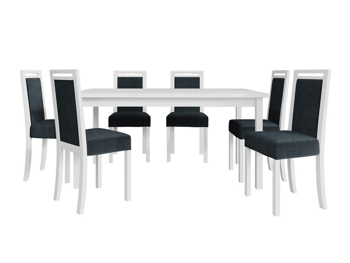 Étkezőgarnitúra 03 (MODENA 2 + ROMA 5), Fa színe: Fehér, Kárpit: Zetta 300