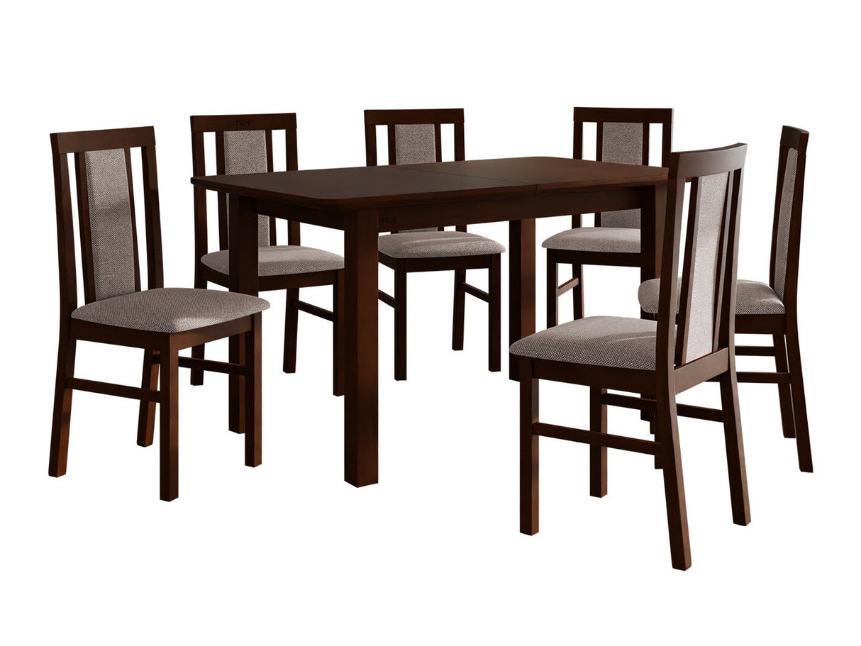 Étkezőgarnitúra 12 (WENUS 2 S + MILANO 7), Fa színe: Dió, Kárpit: Hygge 20