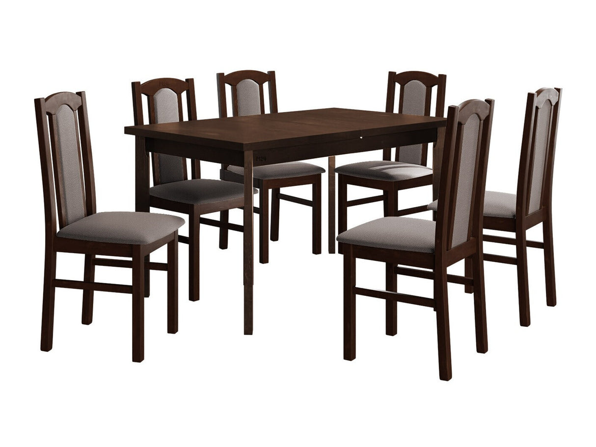 Étkezőgarnitúra 08 (MODENA 1P + BOS 7), Fa színe: Dió, Kárpit: Hygge 20