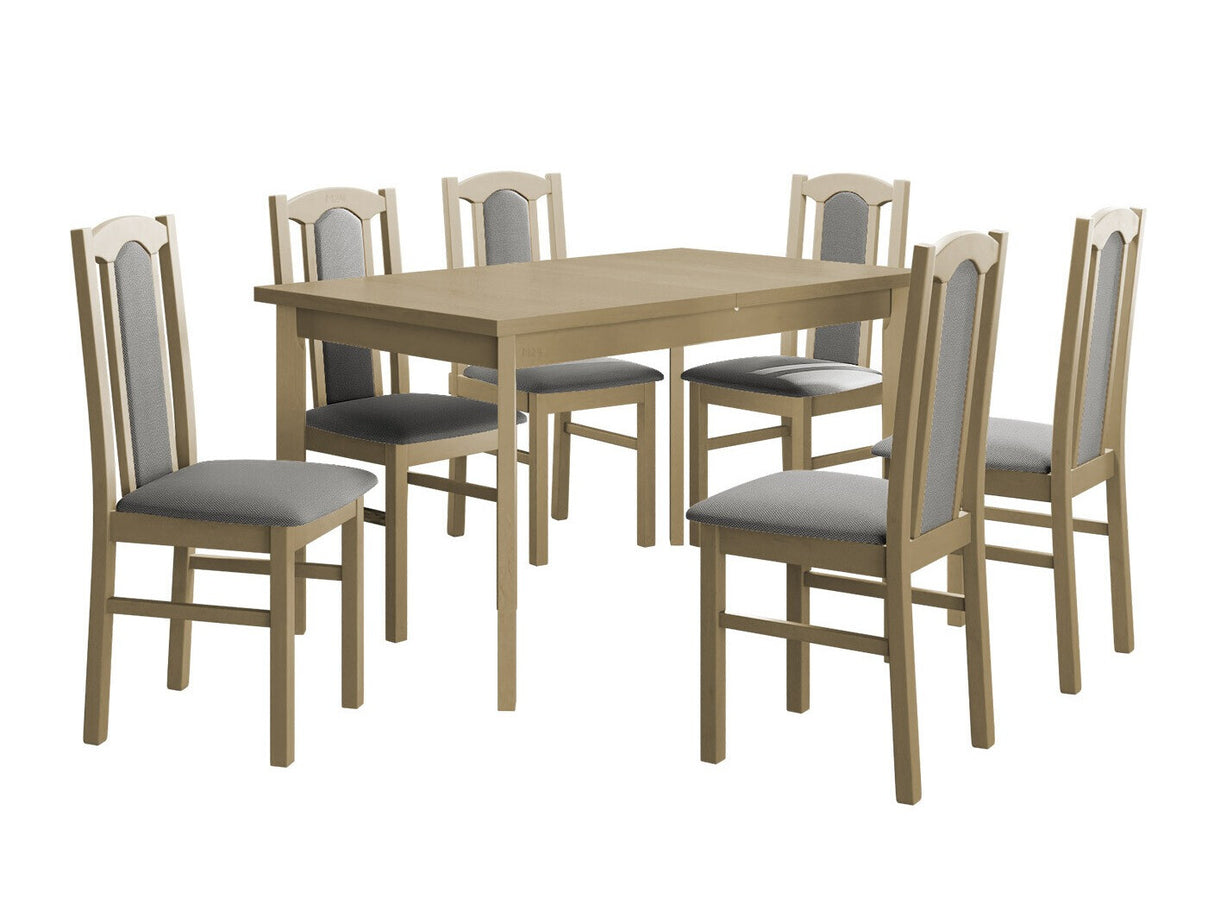 Étkezőgarnitúra 08 (MODENA 1P + BOS 7), Fa színe: Sonoma tölgy, Kárpit: Hygge 91