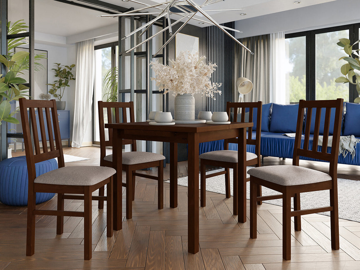 Étkezőgarnitúra 09 (MAX 7 + BOS 4), Fa színe: Dió, Kárpit: Hygge 20