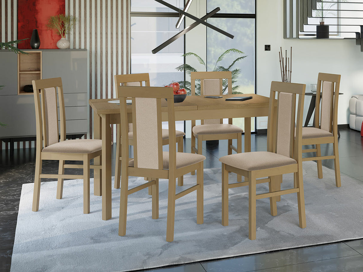 Étkezőgarnitúra 20 (MODENA 1 P + NILO 2), Fa színe: Sonoma tölgy, Kárpit: Paros 2