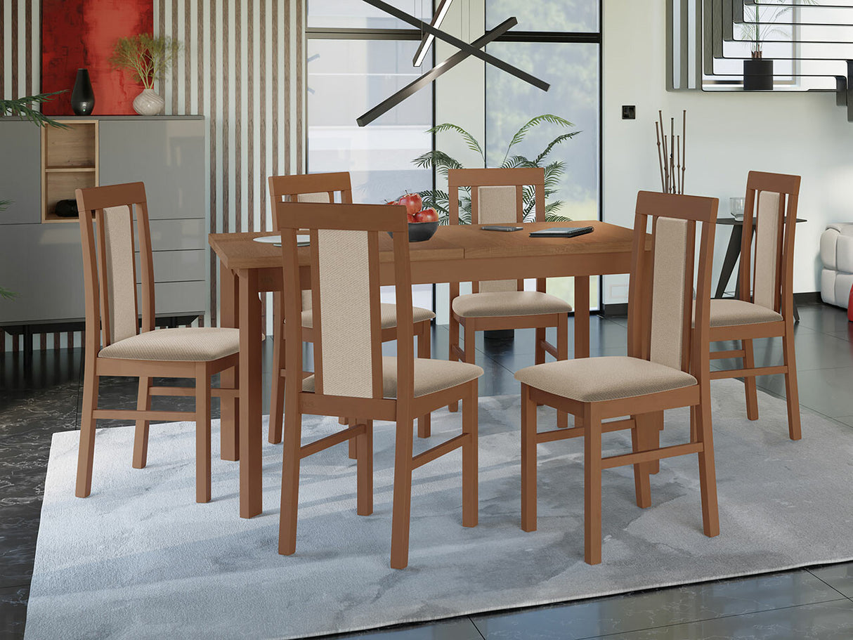 Étkezőgarnitúra 20 (MODENA 1 P + NILO 2), Fa színe: Égerfa, Kárpit: Paros 2