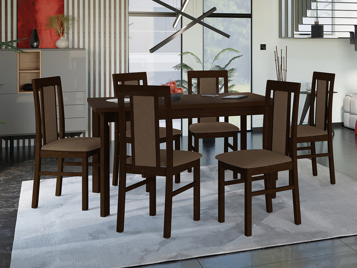 Étkezőgarnitúra 20 (MODENA 1 P + NILO 2), Fa színe: Dió, Kárpit: Soro 28