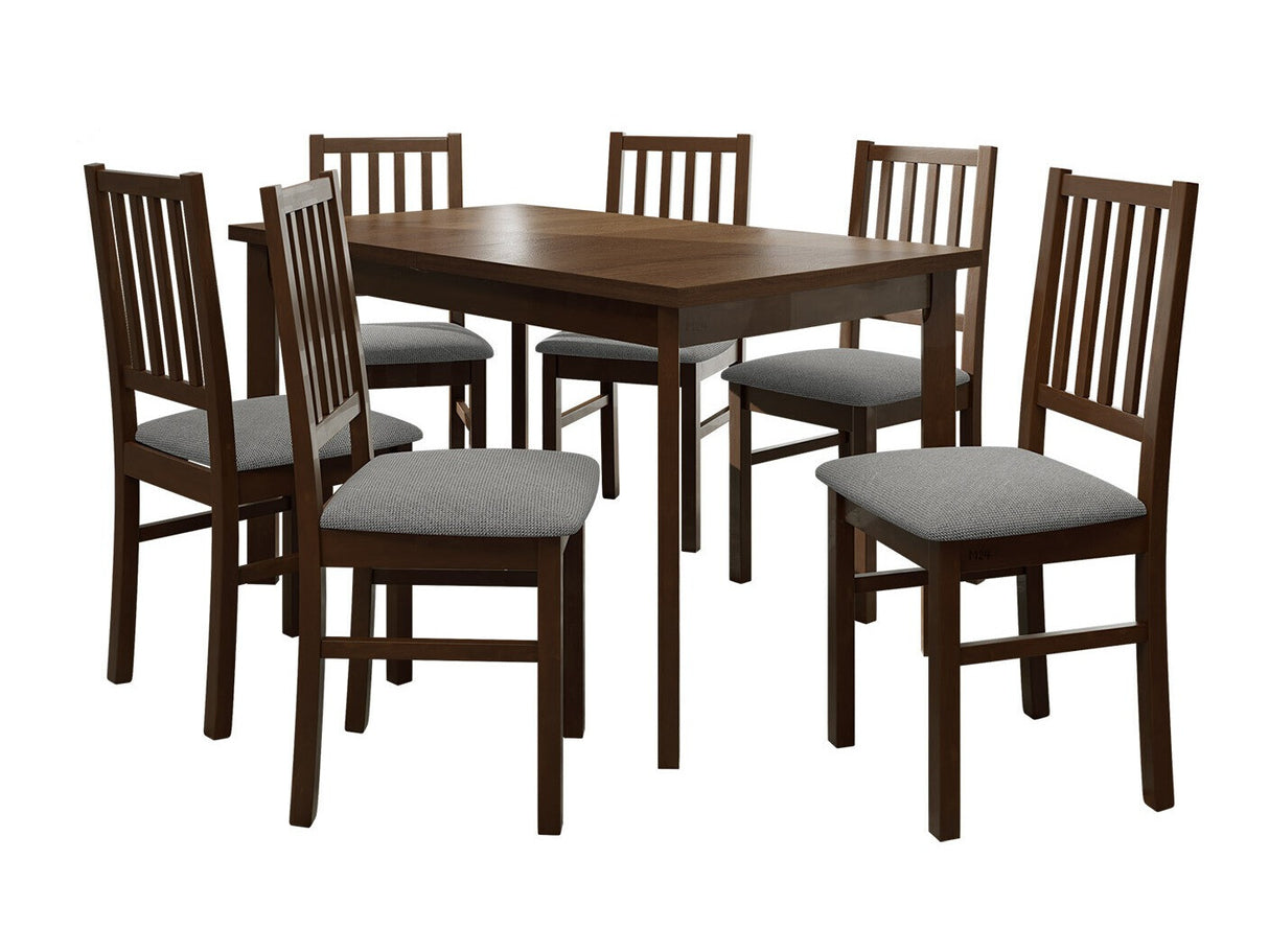 Étkezőgarnitúra 15 (MODENA 1P + NILO 7), Fa színe: Dió, Kárpit: Hygge 91