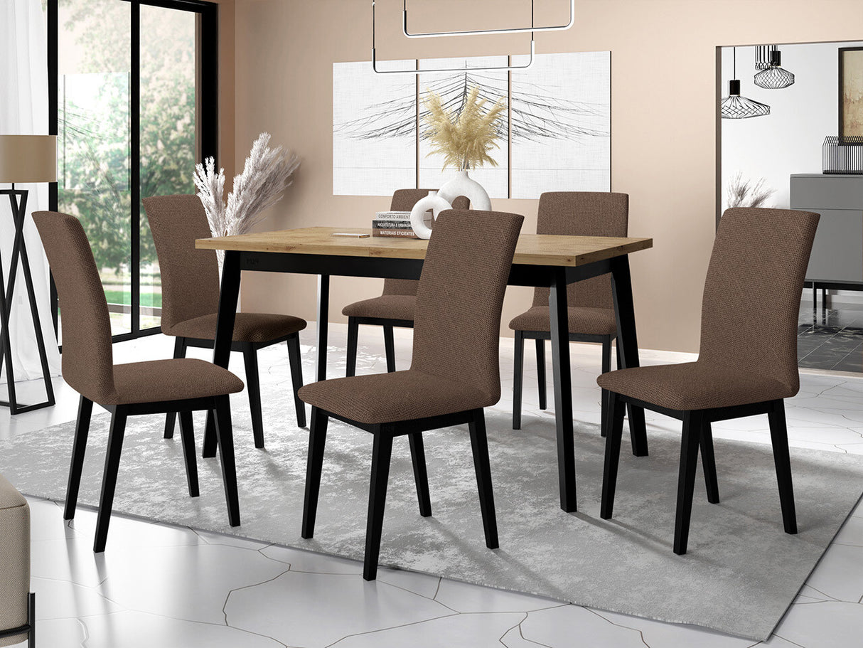 Étkezőgarnitúra 23 (OSLO 5 + LUNA 1), Fa színe: Fekete, Kárpit: Soro 28