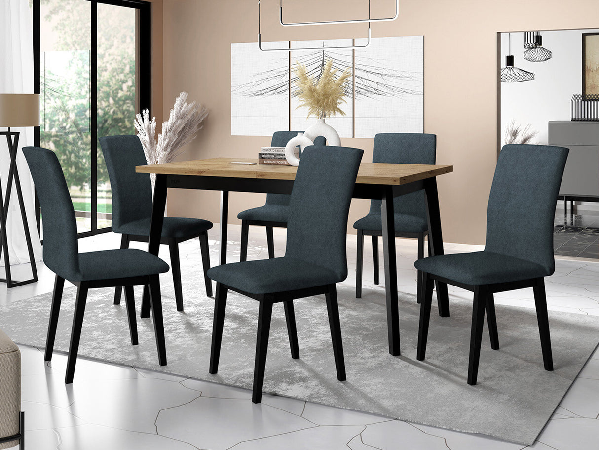 Étkezőgarnitúra 23 (OSLO 5 + LUNA 1), Fa színe: Fekete, Kárpit: Zetta 300