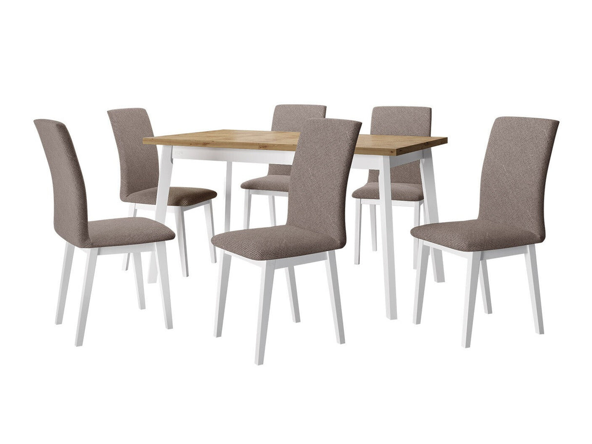 Étkezőgarnitúra 23 (OSLO 5 + LUNA 1), Fa színe: Fehér, Kárpit: Hygge 20